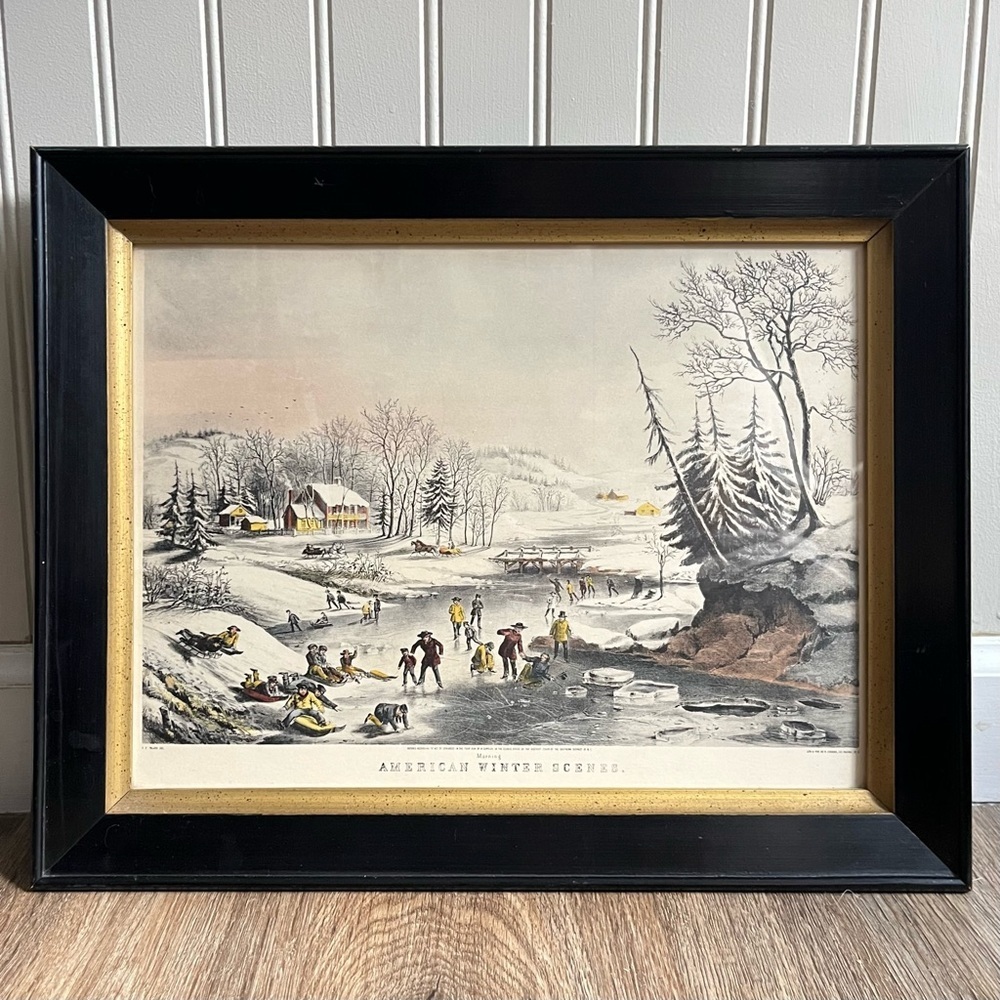 Antique Currier & Ives Hand-Colored Lithograph Fanny Palmer Traditional Artwork